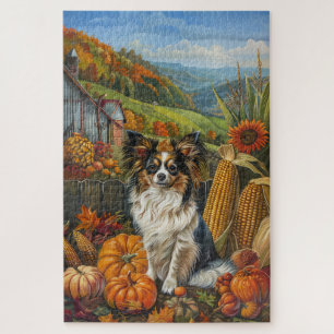 Puzzle Perro Papillon Acción de Gracias por la cosecha de