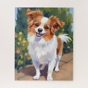 Puzzle Perro Papillon Pintura de Acuarela de Mascota