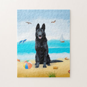 Puzzle Perro pastor alemán en la playa
