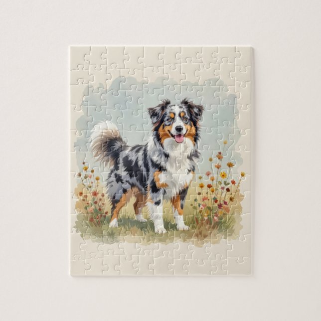 Puzzle Perro Pastor Australiano Merle Cola Larga (Vertical)