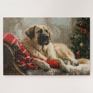 Puzzle Perro pastor de Anatolia Fiesta de Navidad