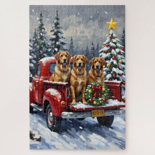 Puzzle Perro Pastor de Anatolia Navidad Camión Rojo Fiest
