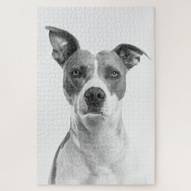 Puzzle Perro postrado a escala de grises en blanco y negr (Vertical)