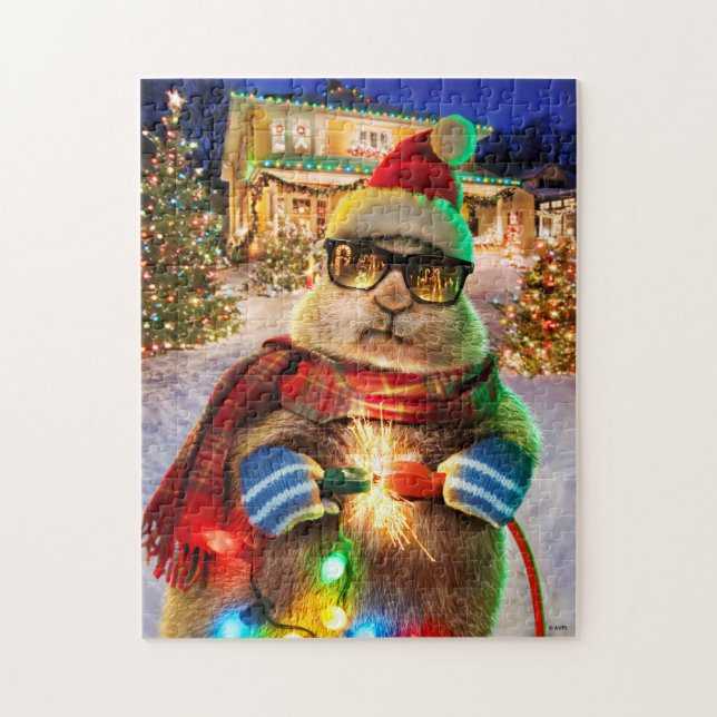 Puzzle Perro Prairie con luces Navidades (Vertical)