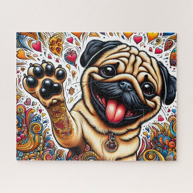 Puzzle Perro Pug Divertido Feliz (Horizontal)