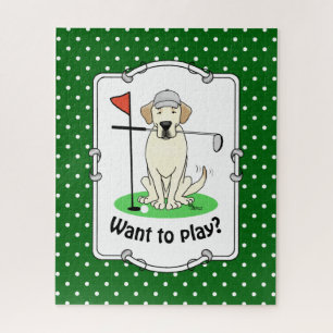 Puzzle Perro recuperador de labrador amarillo de golf Cut