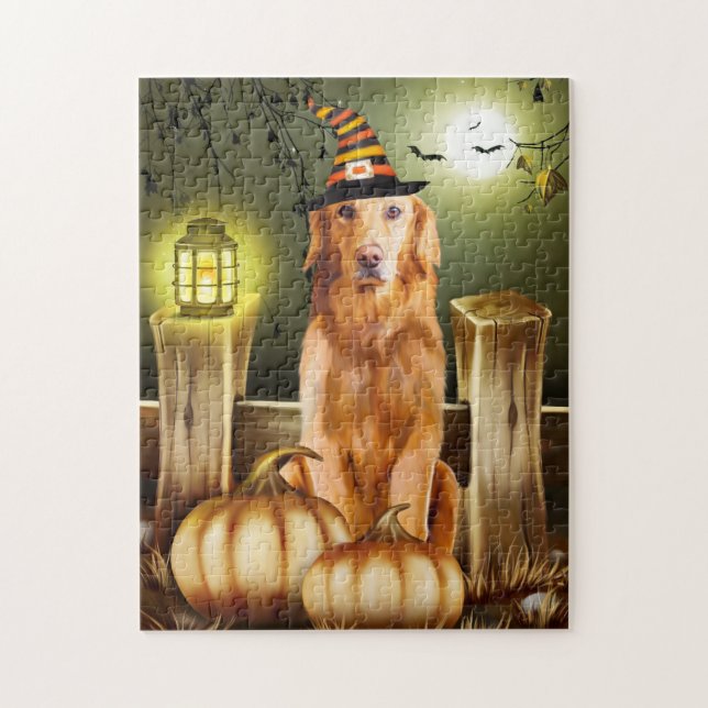 Puzzle Perro recuperador de oro con disfraz de Halloween (Vertical)