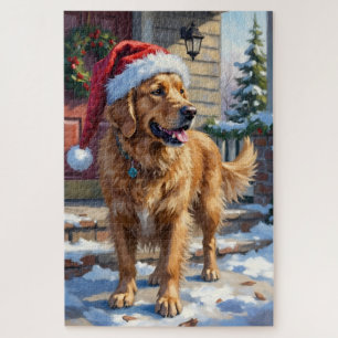 Puzzle Perro Retriever Dorado Llevando Ángel de Navidad