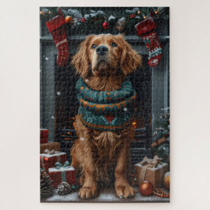 Puzzle Perro rojo irlandés con chimenea de regalo para Na