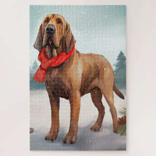 Puzzle Perro sangriento en Navidades de nieve