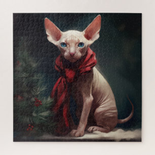 Puzzle Perro Sfinx en Navidades de nieve