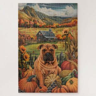 Puzzle Perro Shar Pei Acción de Gracias por la cosecha de