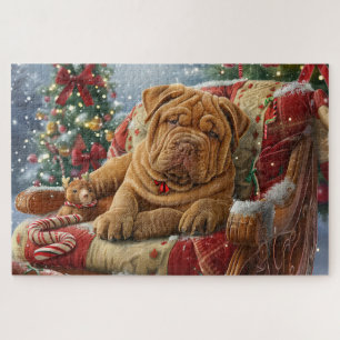 Puzzle Perro Shar Pei Navidad Festiva