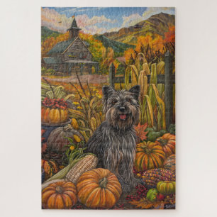 Puzzle Perro Skye Terrier Cosecha de Otoño Día de Acción