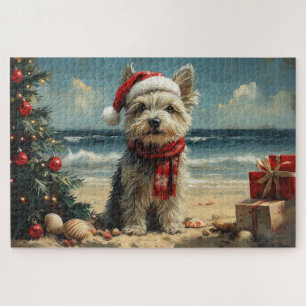 Puzzle Perro Skye Terrier Navidad Vintage Playa