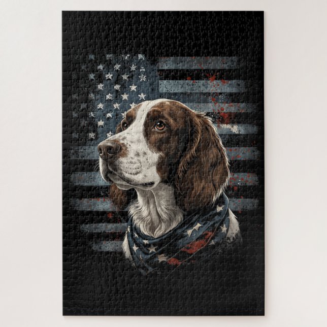 Puzzle Perro Springer Spaniel Bandera Americana (Vertical)