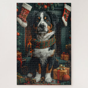 Puzzle Perro Suizo Grande con Chimenea de Regalos de Navi
