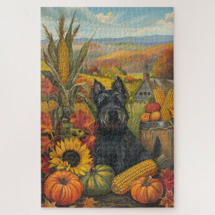 Puzzle Perro Terrier Escocés Cosecha de Otoño Día de Acci