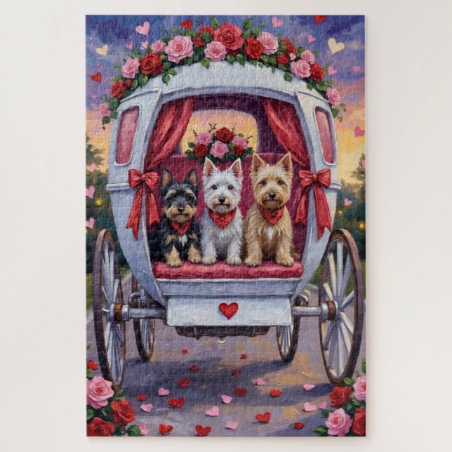 Puzzle Perro Terrier Escocés Día de San Valentín (Vertical)