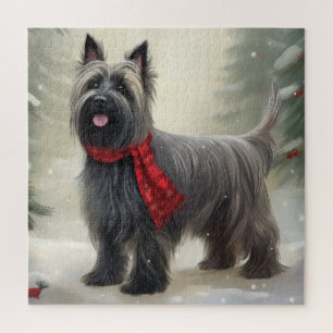 Puzzle Perro Terrier Skye en la Navidad con nieve