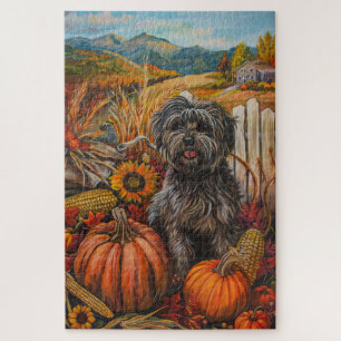 Puzzle Perro Terrier Tibetano Cosecha de Otoño Día de Acc