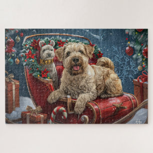 Puzzle Perro Terrier Trigo Fiesta de Navidad