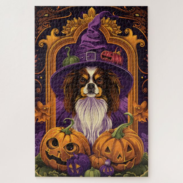 Puzzle Perro tibetano spaniel espeluznante de Halloween c (Vertical)