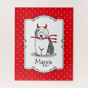 Puzzle Perro travieso viejo inglés malvado (gris 1)