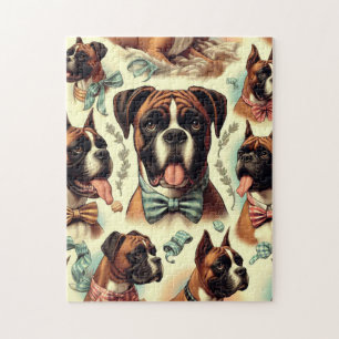 Puzzle Perro vintage Boxer Seamless