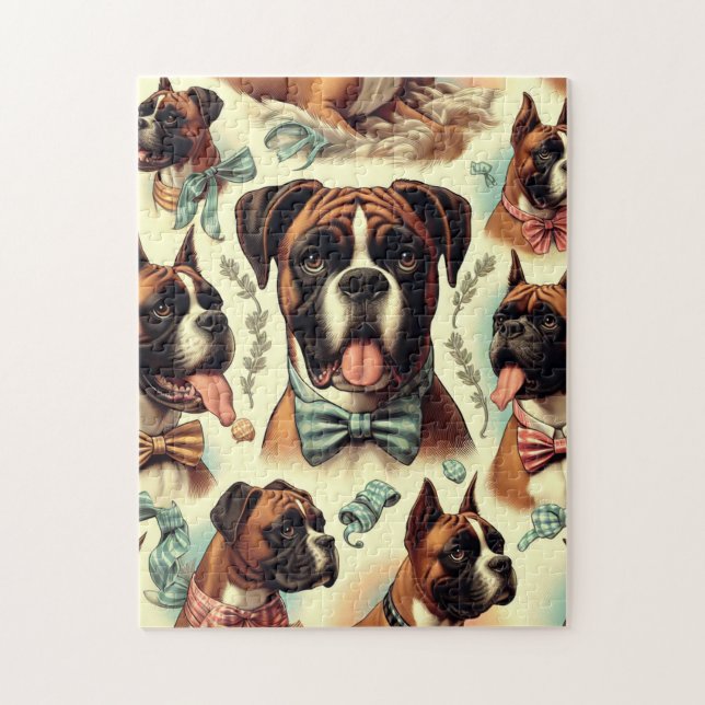 Puzzle Perro vintage Boxer Seamless (Vertical)