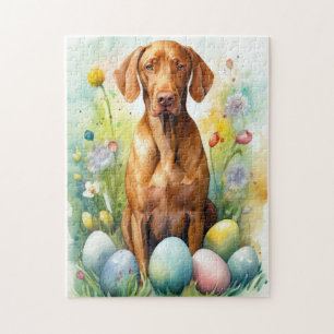 Puzzle Perro Vizsla con huevos de Pascua Fiesta