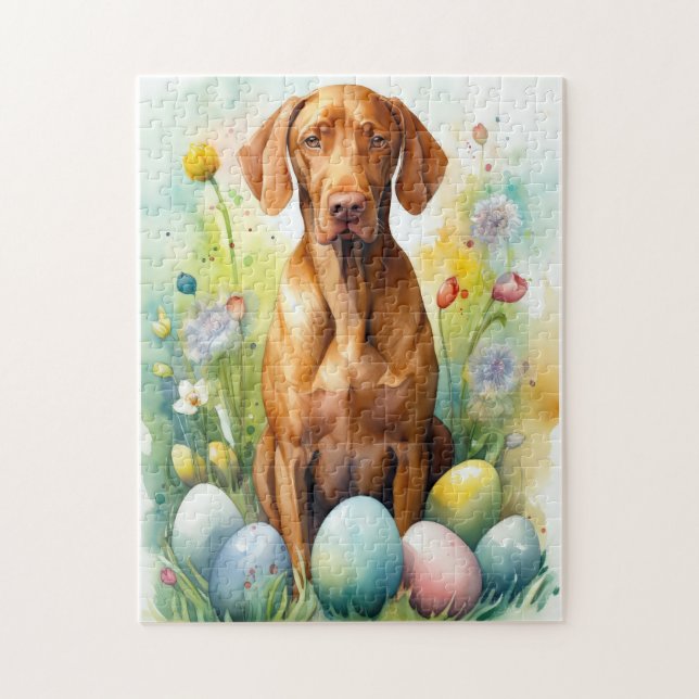 Puzzle Perro Vizsla con huevos de Pascua Fiesta  (Vertical)