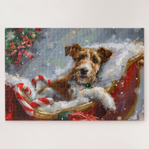 Puzzle Perro Wire Fox Terrier Navidad Festiva