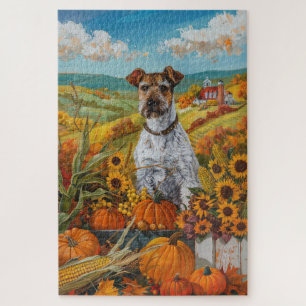 Puzzle Perro Wirefox Terrier Cosecha de Otoño Día de Acci