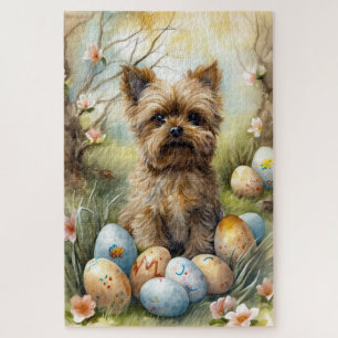 Puzzle Perro Yorkipoo con festividad de huevos de Pascua