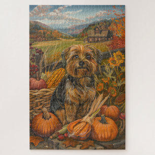 Puzzle Perro Yorkipoo Cosecha de Otoño Día de Acción de G