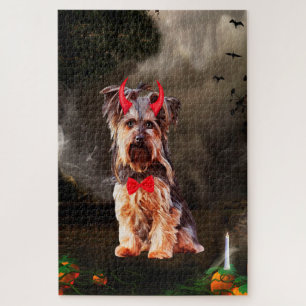 Puzzle Perro Yorkshire Terrier con disfraz de Halloween