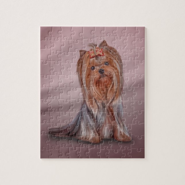 Puzzle Perro Yorkshire Terrier de raza dibujada (Vertical)