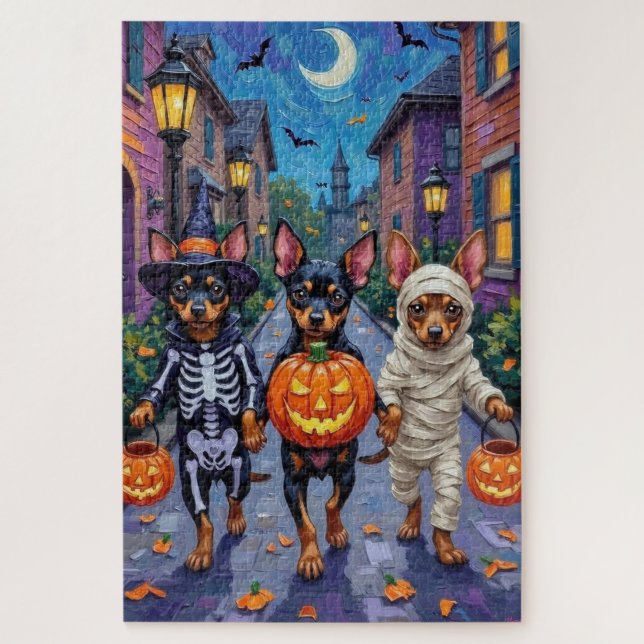 Puzzle Perros Affenpinscher Trick-or-Treating en Hallowee (Vertical)