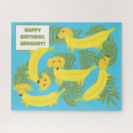Puzzle Perros bananeros y hojas tropicales personalizadas