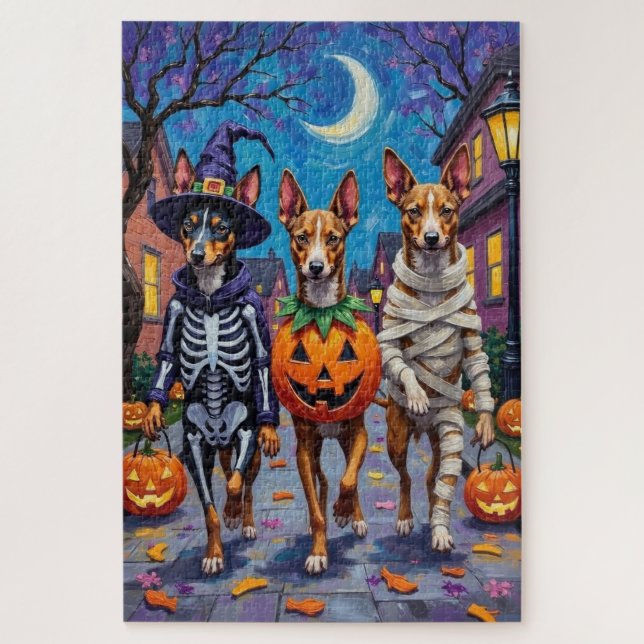 Puzzle Perros Basenji disfrazados para Halloween (Vertical)