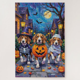 Puzzle Perros Beagle Trick-or-Treating con disfraz de Hal