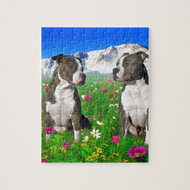 Puzzle Perros Brindle y azules de Staffordshire y del (Vertical)