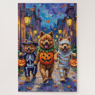 Puzzle Perros Chow Chow haciendo 'Truco o Trato' disfraza