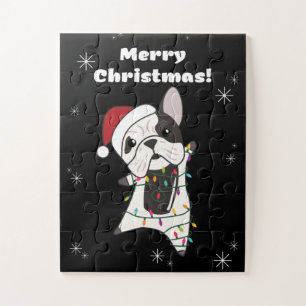 Puzzle Perros de bulldog Feliz Navidad Animales de Invier