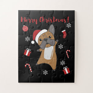 Puzzle Perros de bulldog Feliz Navidad Animales de Invier