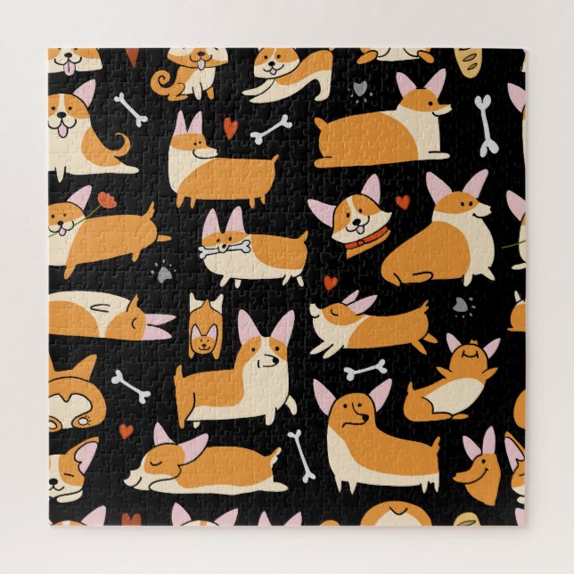 Puzzle Perros De Corgi, Un Fondo Agradable. (Vertical)