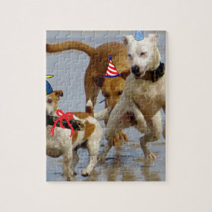 Puzzle perros de cumpleaños felices