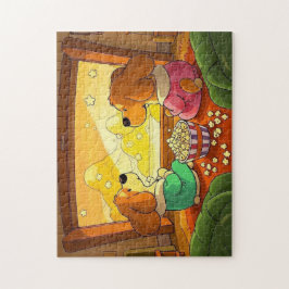 Puzzle Perros de dibujos animados, palomitas de maíz y pe