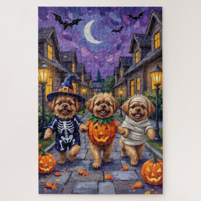 Puzzle Perros de Pekín disfrazados en Halloween (Vertical)